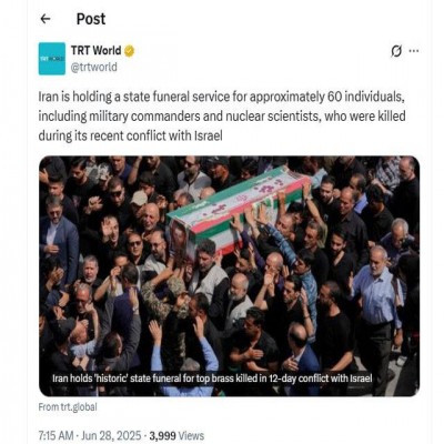 بازتاب گسترده مراسم تشییع شهدای اقتدار ایران در رسانه‌های جهان